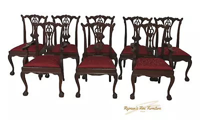 8 Classic Chippendale Style Mahogany Ball & Claw Dining Chairs • $2299