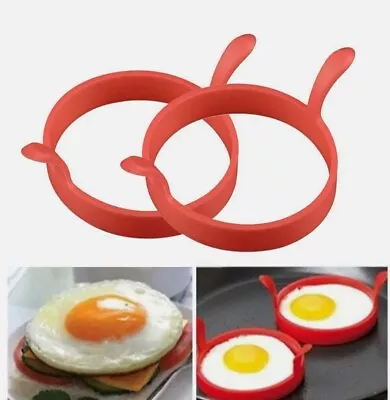 2 X  Silicone Egg Frying Rings Fry Fried Poacher Mould Perfect For Pancakes Ring • £3.39