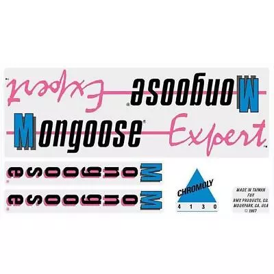 Mongoose - 1987 Expert For Chrome Or White Frame Decal Set - Old School Bmx • $60.50