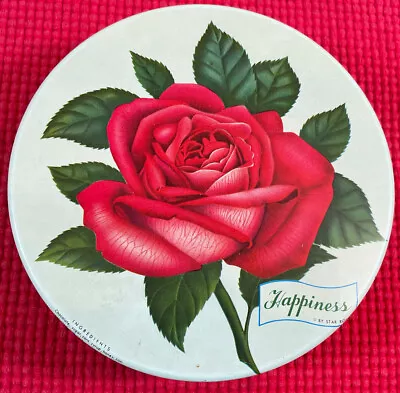 Vintage Tin From Mrs. Steven’s “Happiness” Rose Graphic Great Condition • $9.99