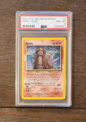 $149.89 • Buy SWIRL PSA 8 NM-MT Entei 6/64 Neo Revelation Holo Rare WoTC Pokémon 2001