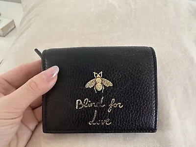 $368 • Buy GUCCI Blind For Love Animarier Bee Bi Fold Compact Wallet Unisex