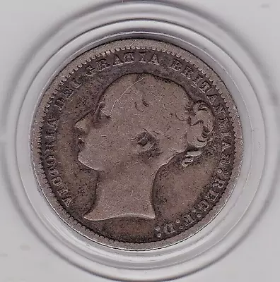 1874  Queen  Victoria  Shilling  (1/-)  Silver (92.5%) Coin • $3.25