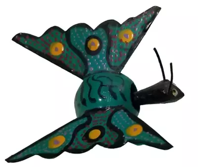 Butterfly Wood Wooden Figurine Moving Head Wobble Wiggle Neck Painted Folk Art • $12.94