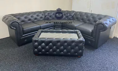 Chesterfield Corner Sofa In Bonded Leather • £1200