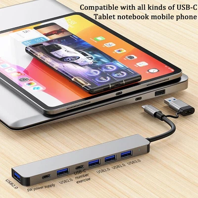 $6.99 • Buy Type C To USB-C HDMI USB 3.0 Adapter Converter Cable 7 In 1 Hub For MacBook Pro