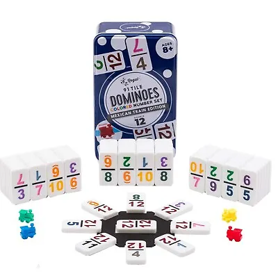 Regal Games - Double 12 Dominoes - Colored Numbers Set - Mexican Train Game S... • $25.41