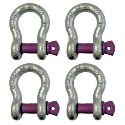 4x Lifting Shackle WLL 4.75 Ton Galvanised Screw Pin Tested Alloy Bow Shackles • £25.99