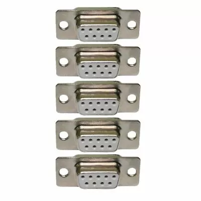 9 Pin Female D9 D-Sub Socket Solder Chassis Connector RS232 Serial DB9 5 PACK • £4.12