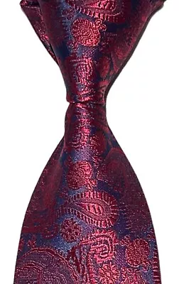 New Deep Red Classic JACQUARD WOVEN 100% Silk Men's Tie Necktie • $0.35