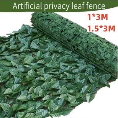 3m Artificial Hedge Fake Ivy Leaf Garden Fence Privacy Screening Roll Wall Panel • £4.58