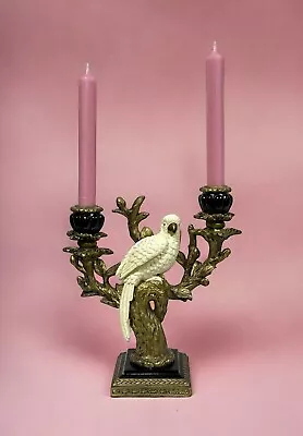 Candle Stand Candle Chandelier Parrot Branch Black Gold Light & Living Antique Style • £43.15