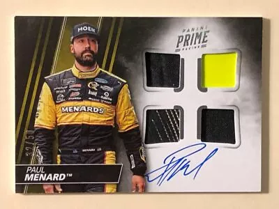 2018 18 Panini Prime Paul Menard Quad Patch Auto Sheet Metal Tire Firesuit 32/50 • $13.99