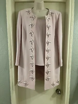 MOSHITA Couture 2 PC Pink Open Front Style Long Jacket  & Tank Top Size 16 EUC • $39.99