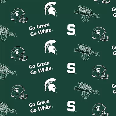 Michigan State Spartans Allover Print MSU Cotton Fabric By The 1/2 Yard 18 X 43 • $8.99