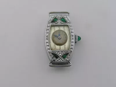 Vintage Bulova Art Deco Ladies Watch W/ Green Stones (glass) Cal AF • $29