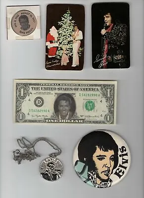 Elvis Presley Lot Of 6 Vintage Elvis Presley Items Coin+button+necklace+more    • $49.99