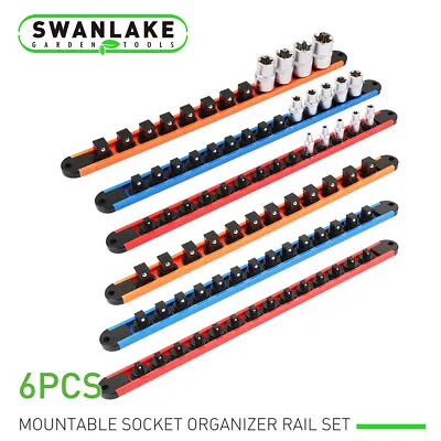 6PC 360° Swivel ABS Socket Organizer 1/4 3/8 1/2 Premium Quality Socket Holders • $14.24