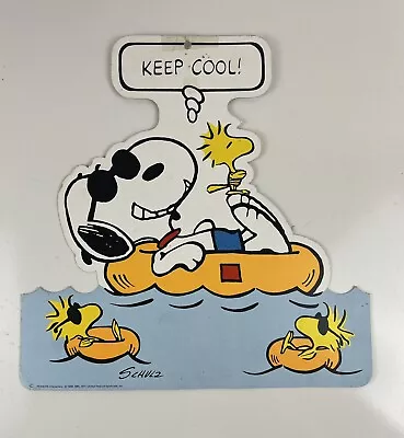 Vintage 1971 PEANUTS SCHULZ SNOOPY WOODSTOCK SWIMMING Keep Cool Die-cut  MCM • $10