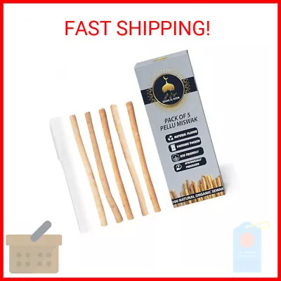 Sewak Al Noor Pack Of 5 Miswak Sticks For Teeth With Holder - Vacuum Sealed Natu • $11.40