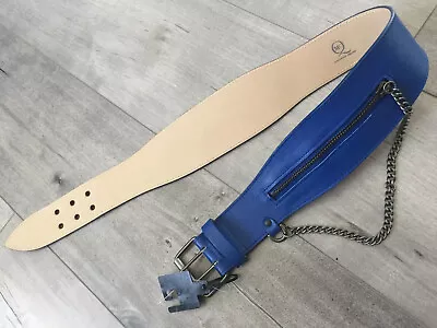 NEW! 100% AUTH Alexander McQueen Blue Zip/chain Belt Size L • $180