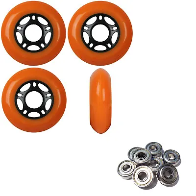 Inline Skate Wheels 80mm 89A Outdoor Orange Rollerblade 4Pk With Abec 5 Bearings • $17.95