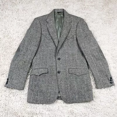 VTG HARRIS TWEED Mesquite Niver Western Wool Blazer Jacket Coat Sz 40L Elbow USA • $55