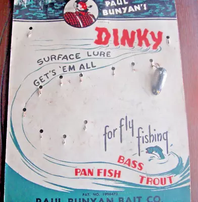 Vintage Rare Paul Bunyan Store Display Card With Dinky Fly Fishing Lure • $28.95