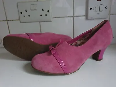 £26.99 • Buy Hotter Antoinette Uk 6 Eu 39 Womens Pink Suede Low Heels Court Pumps Shoes