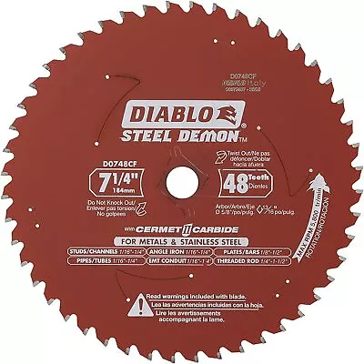 Diablo D0748CF Cermet Steel Demon Metal Cutting Circular Saw Blade 7-1/4 X 48T • $34.97