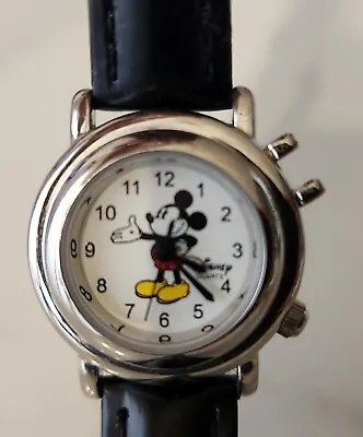 Vintage DISNEY Time Works Mickey Mouse Quartz Watch NEW Leather Band NEW Battery • $19.99