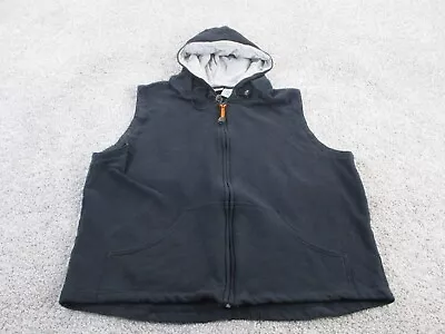 Canyon River Blues Full Zip Vest Mens Extra Large Black Hooded Pockets USA • $19.99