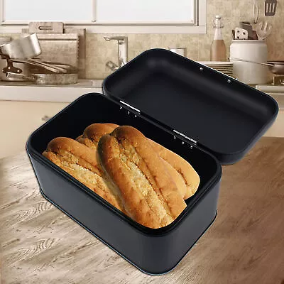 (Black) Color Retro Metal Bread Bin Box Large Capacity Kitchen Storage HG • $63.44