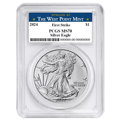 2024 $1 American Silver Eagle PCGS MS70 FS West Point Label • $54.85