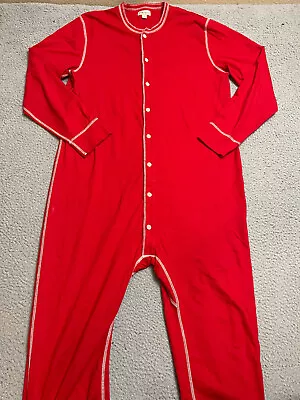 J. Crew Pajamas Knit Goods Mens Large Union Suit Long Johns Red Fireman’s Flap • $41.55