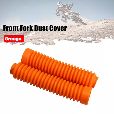 2Pcs Motorcycle Front Fork Dust Cover Gaiters Gators Boots Orange Shock Absorbe • $15.99