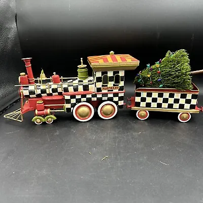 Mackenzie Childs Christmas Train With Tree Courtly Check • $275