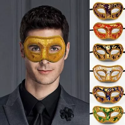Jazz Mask Male Half Face Mask Vintage Party Mask New Men Masquerade Mask • £3.41