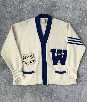 Vintage 50s Champion Mens Letterman Varsity Cardigan Sweater Rochester New York • $99.99