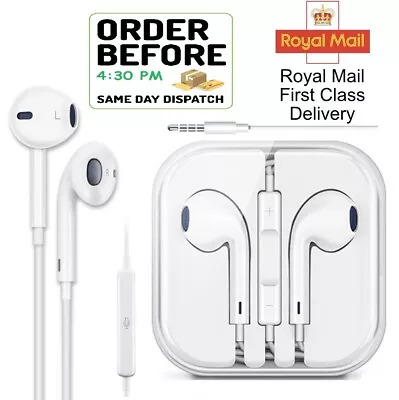 £2.99 • Buy New Earphones For IPhone IPad Samsung Headphones Hands Free Mic 3.5mm Pin Aux