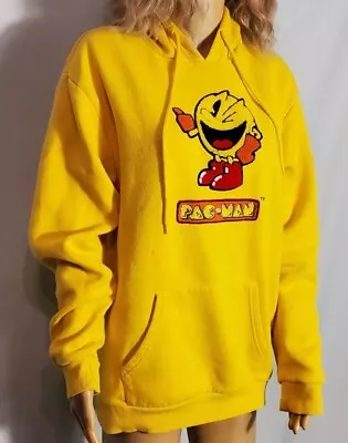 Vintage Pac Man Yellow Sweatshirt Hoodie Size Med Chest 44  Length 29     • $5