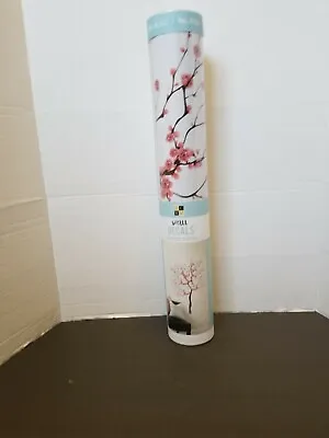 PINK CHERRY BLOSSOM TREE Wall Decals New TUBE WALL DECOR Assembled 20.24 ×29.91 • $6.90