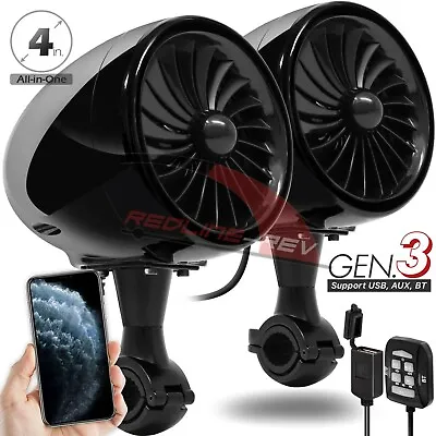 Waterproof Bluetooth Motorcycle Stereo 2 Speakers Audio System Amplifier MP3 AUX • $122.97