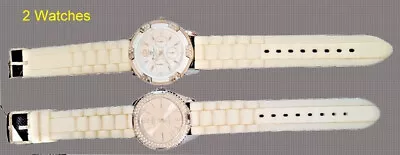 (Lot Of 2) Watches Guess + Mark Naimer Watch Both Mop Face W/gems  White Bands • $15