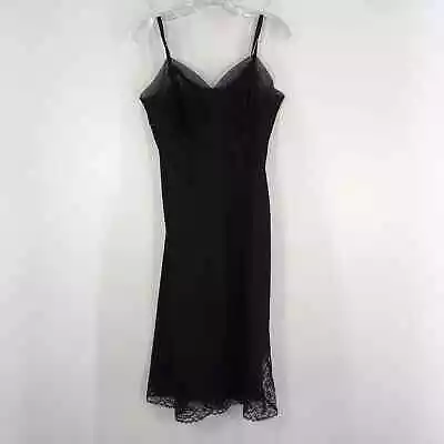 VTG USA Van Raalte Suavette Black Nylon Lace Slip Dress Women Size 11 • $24.75