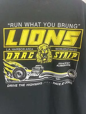 NHRA Lion Drag Strip T Shirt 2XL Black Racing Short Sleeve Vintage 1990 Gildan • $32