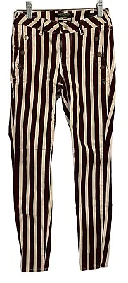 Scotch And Soda Maison Scotch Hip Hop Viola Maroon White Striped Pants Sz 25/30 • $15.99