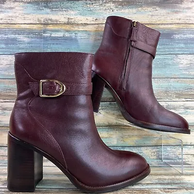 Johnston & Murphy Ankle Boots Womens 8.5M Burgundy Leather Heeled Dress Shoes • $33.51