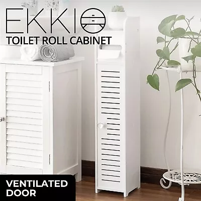 Ekkio 80cm Bathroom Cabinet Storage Toilet Roll Holder Tissue Furniture White • $35.45