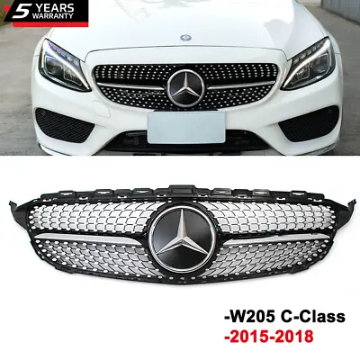 For Mercedes Benz W205 2015-18 C200 C300 C43 AMG Black Diamond Grille W/3D Star  • $74.07